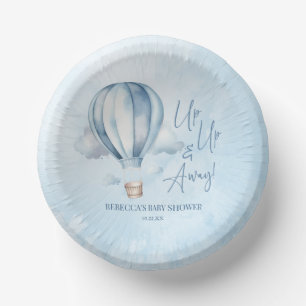 Up Up and Away! Blue Hot Air Balloon Baby Shower Paper Plate