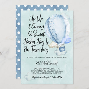 Up Up And Away Elephant Baby Shower Invitation