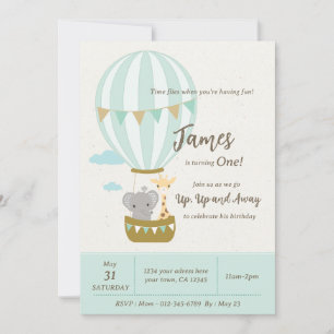 Up, Up and Away First Birthday Invitation