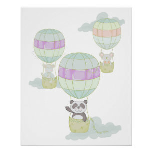 "Up, Up, and Away!" - Hot Air Balloon Animal Poster