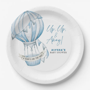 Up Up and Away Hot Air Balloon Baby Shower Paper Plate