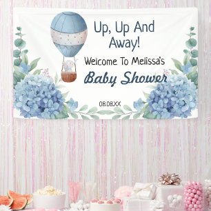 Up up and away hot air balloon welcome backdrop banner