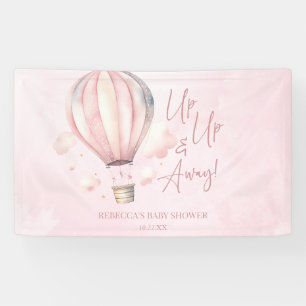 Up Up and Away! Pink Hot Air Balloon Baby Shower Banner