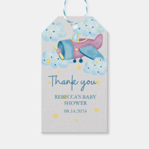Up Up and Away Purple Aeroplane Thank you Gift Tags