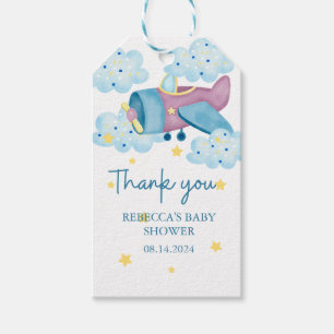 Up Up and Away Purple Aeroplane Thank you  Gift Tags