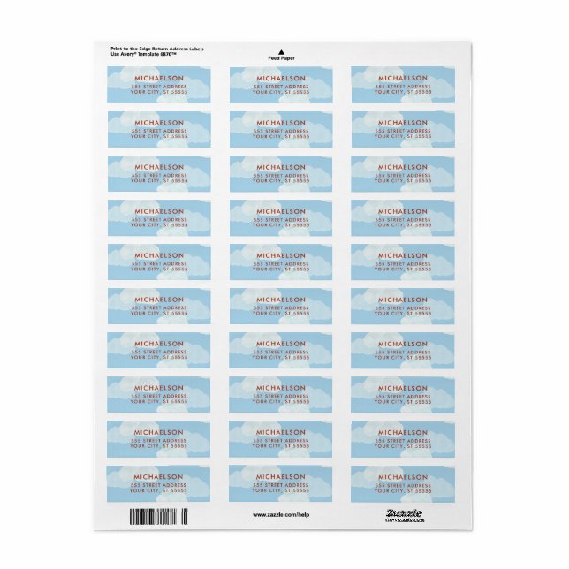 Up Up and Away Return Address Label (Full Sheet)