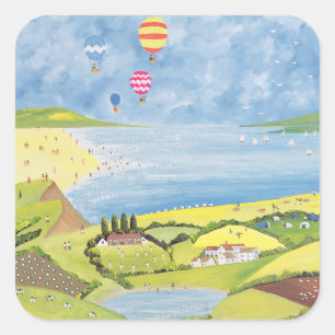 Up up and away square sticker