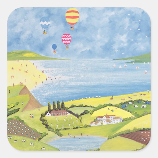 Up up and away square sticker (Front)