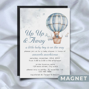 Up Up and Away! Teddy Bear Balloon Baby Shower  Magnetic Invitation