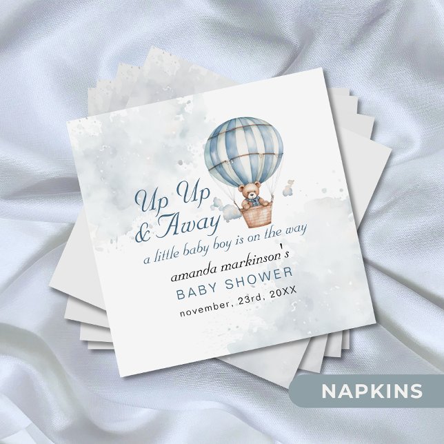Up Up and Away! Teddy Bear Balloon Baby Shower  Napkin (Creator Uploaded)