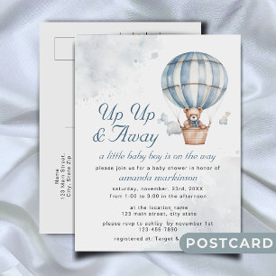 Up Up and Away! Teddy Bear Balloon Baby Shower  Postcard