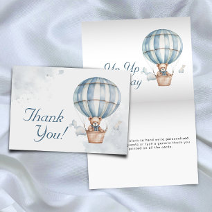 Up Up and Away! Teddy Bear Balloon Baby Shower  Thank You Card