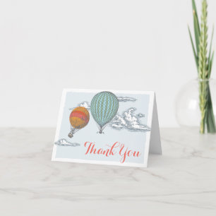 Up Up and Away Vintage Hot Air Balloon Thank You Card