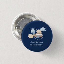 Up Up and Away Watercolor Airplane Boy Baby Shower 3 Cm Round Badge