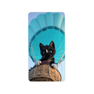 Up, Up, and Away with Felini the Cat Label