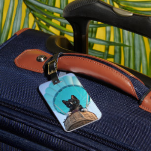 Up, Up, and Away with Felini the Cat Luggage Tag