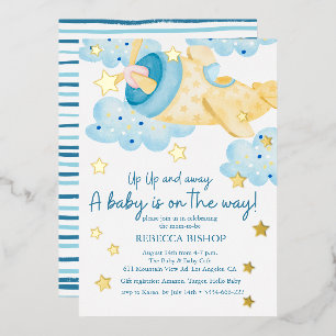 Up Up and Away Yellow Aeroplane Baby Boy Shower