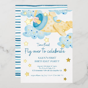 Up Up and Away Yellow Aeroplane Birthday Boy 