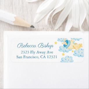 Up Up and Away Yellow Aeroplane Return Address Label