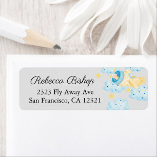 Up Up and Away Yellow Grey Aeroplane Return Addres Return Address Label