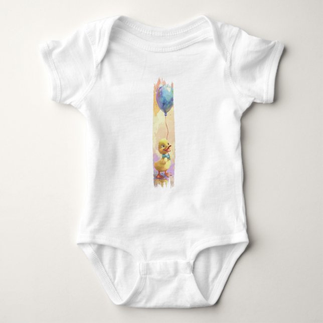 Up, Up, and Quack! Brushstroke Duck Baby Bodysuit (Front)
