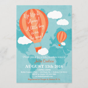 Up Up Away Baby Shower Invitation- Boy Invitation