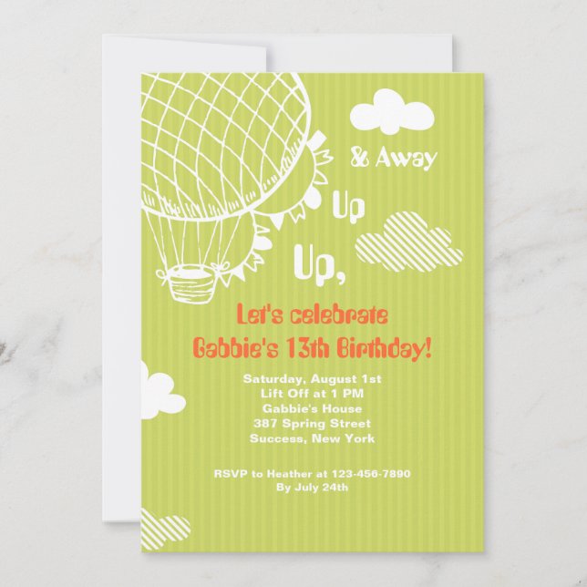 Up, Up & Away Invitation (Front)