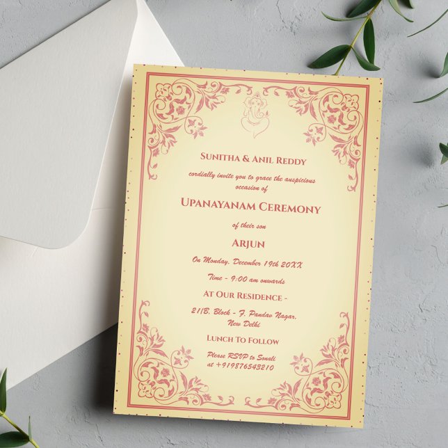 Upanayanam aka Hindu Holy Thread Janeu Ceremony Invitation (Creator Uploaded)