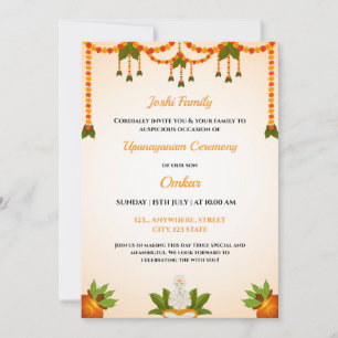Upanayanam Ceremony Invitation Card, Thread Invite