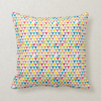 Upcycle Style Rustic Rainbow Triangles Pattern Cushion