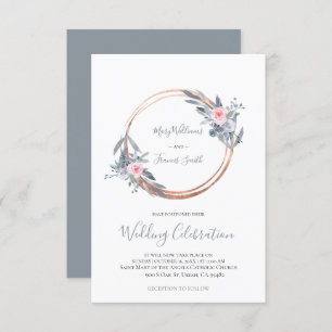 • update   dusty blue and rose pink circle frame invitation