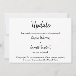 "Update" Postponed Wedding Announcement
