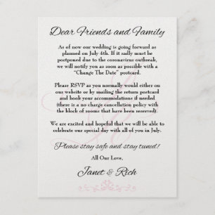 Update wedding announcement card covid19 save the