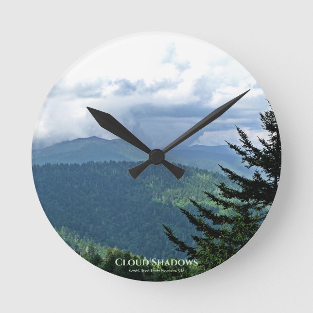 Updated 'Cloud Shadows' Kuwohi Mountain Photo Round Clock (Front)