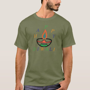 updated Diya - Happy Diwali Tricolor Design T-Shirt