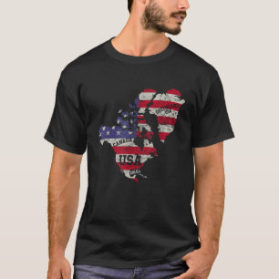 Updated Map of America USA Canada Greenland Vintag T-Shirt
