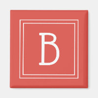 Updated Monogrammed Orange Red & White Initial