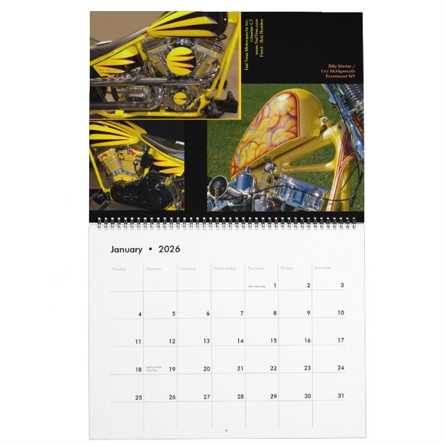 Updated! Motorcycle Rainbow 2013 -- 18 months Calendar (Jan 2026)