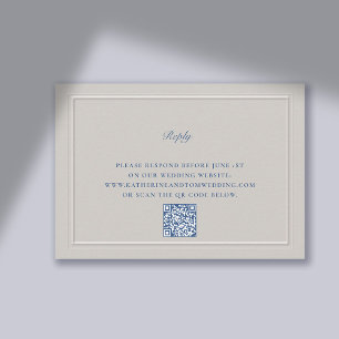 UPDATED Nautical Faux Embossed Classic QR Wedding RSVP Card