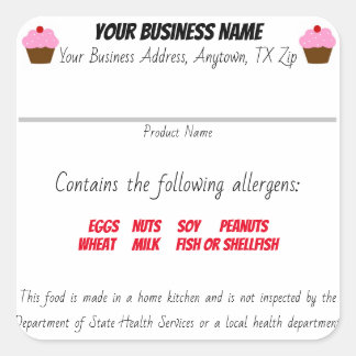 Updated Texas Cottage Law Food label sticker