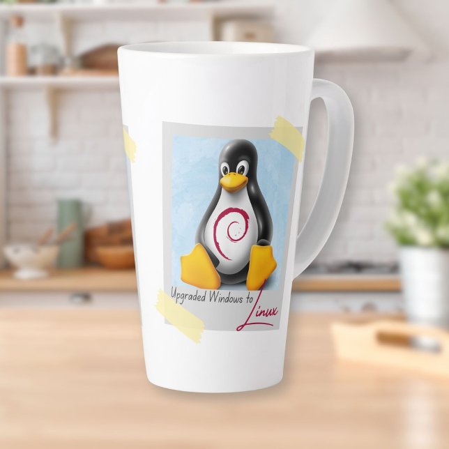 Upgraded Windows Debian Linux Tux Latte Mug (Upgraded Windows Debian Linux Tux Latte Mug)
