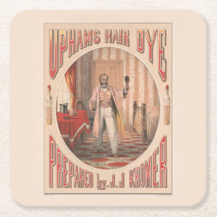 Uphams Hair Dye, Circa 1864 Square Paper Coaster