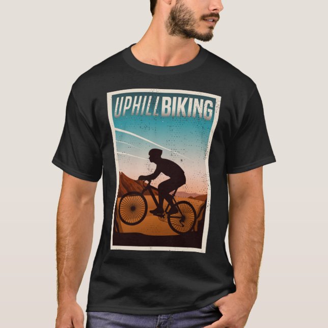 Uphill Biking Silhouette Leg Day Extreme Sport Mou T-Shirt (Front)