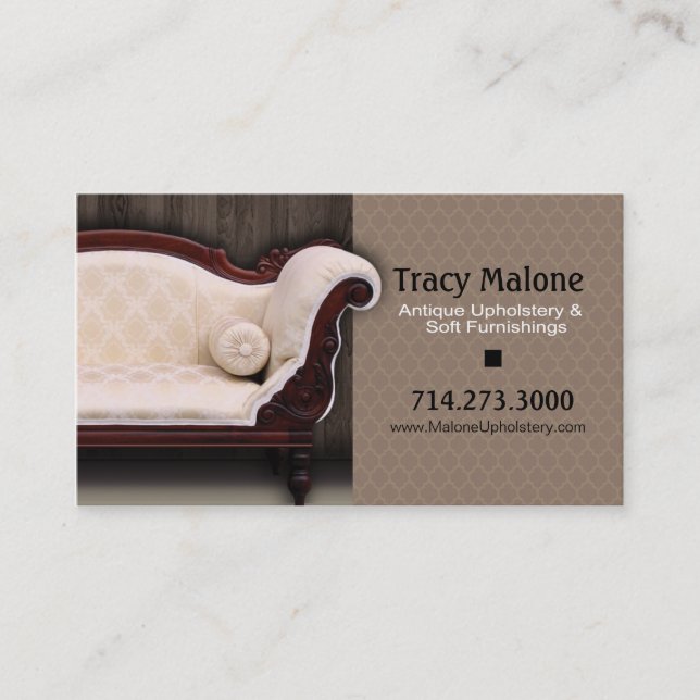 Upholstery Expert, Furniture Designer Business Card (Front)