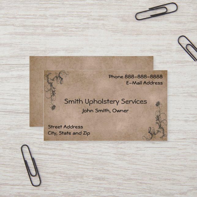 Upholstery Upholsterer Leather Business Card (Front/Back In Situ)