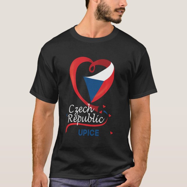 Upice Czech Republic Heart Flag Lion Coat Of Arm E T-Shirt (Front)