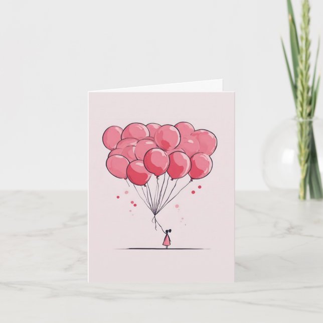 Uplifting Balloons Cute Valentines Day Card (Front)