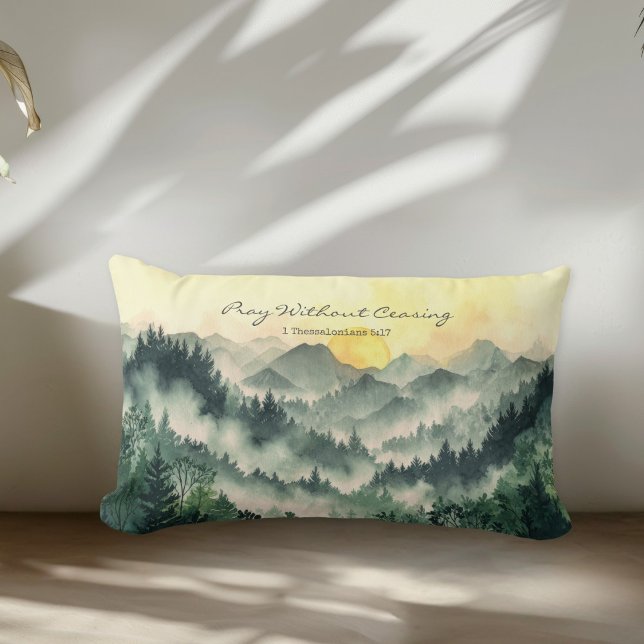 Uplifting Bible Verse 1 Thessalonians 5:17 Nature Lumbar Cushion (Creator Uploaded)