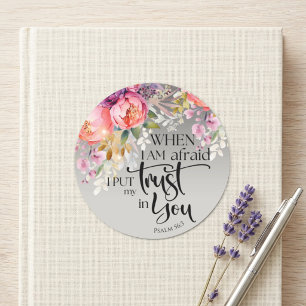 Uplifting Bible Verse Psalm 56:3 Floral Sticker