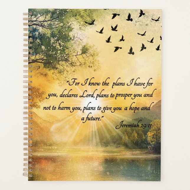 Uplifting Bible Verses Serene Nature Scenes Planner (Front)